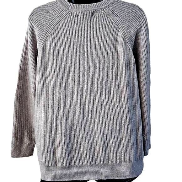 NWOT Apt. 9 Plus 2X Gray Ribbed Crewneck Pullover Sweater Silver Knit Women’s - Picture 6 of 6